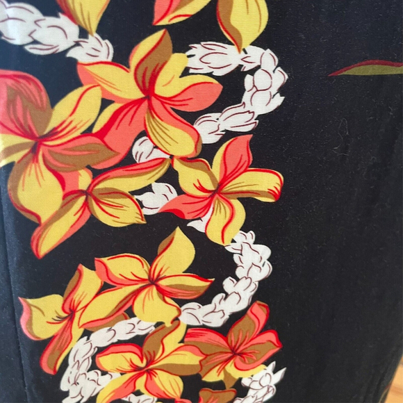 Vintage Hilo Hattie Mens Aloha Shirt Black Pineapple Orchid - Picture 12 of 13